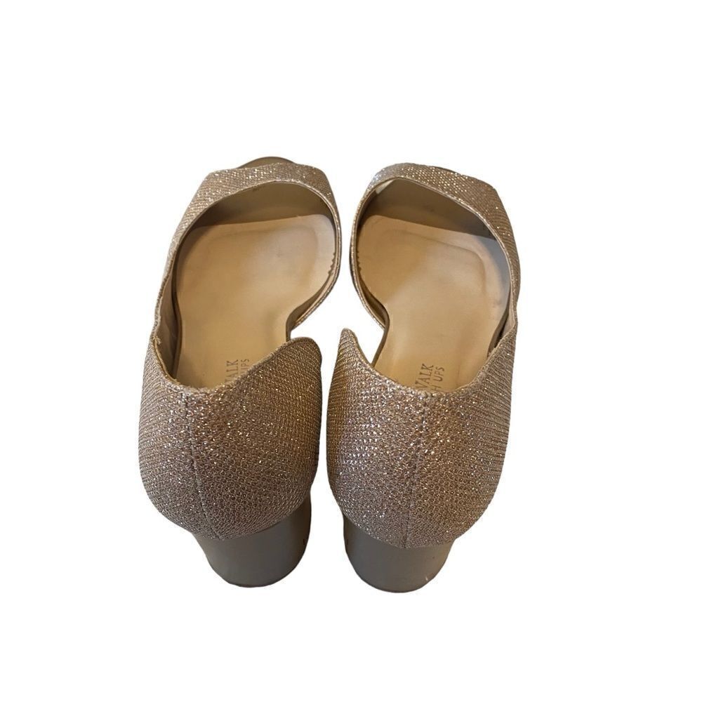 Benjamin Walk Peep Toe Sparkly Champagne Colored Block Heel Pumps in Ladies 8.5W - Picture 3 of 8